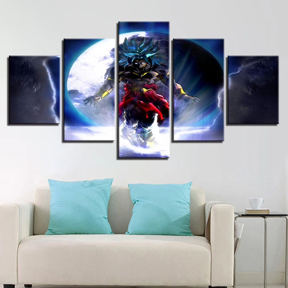 Cuadros de lona para decoración del hogar marco HD impresiones póster 5 piezas dibujos animados Dragon Ball cuadros sala de|Рисование и