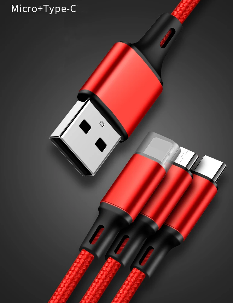 E Версия 3 в 1 кабель Micro USB 1 м кабель для быстрой зарядки для samsung huawei Xiaomi LG Andriod Microusb Кабели для мобильных телефонов