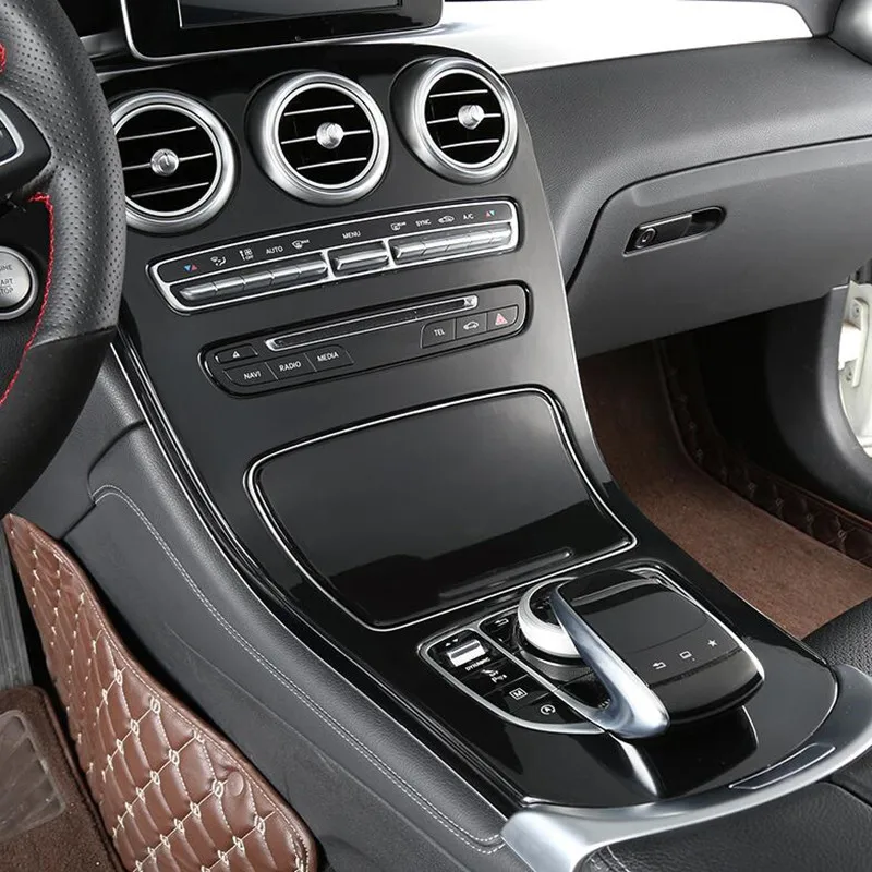 Автомобильный Стайлинг центральная консоль панель декоративная накладка 2 шт. для Mercedes Benz C Class W205 GLC X253- ABS черный модифицированный