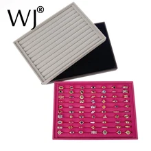 Портативный черный серый красный бархат ювелирные изделия Дисплей Стенд держатель лоток для колец Серьги пусеты украшения хранения с 11 рулонов вставки