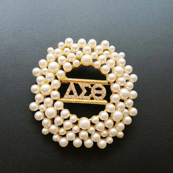 Topvesko, женское модное крупное колье, Delta Sigma Theta, жемчужное ожерелье, набор ювелирных изделий - Окраска металла: Just gold pin