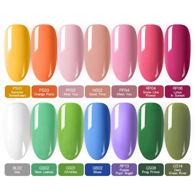 BORN PRETTY Spring Series Nail Gel Lacquers Green Pink Nude Pure Nail Color Soak Off UV Gel Lacquer