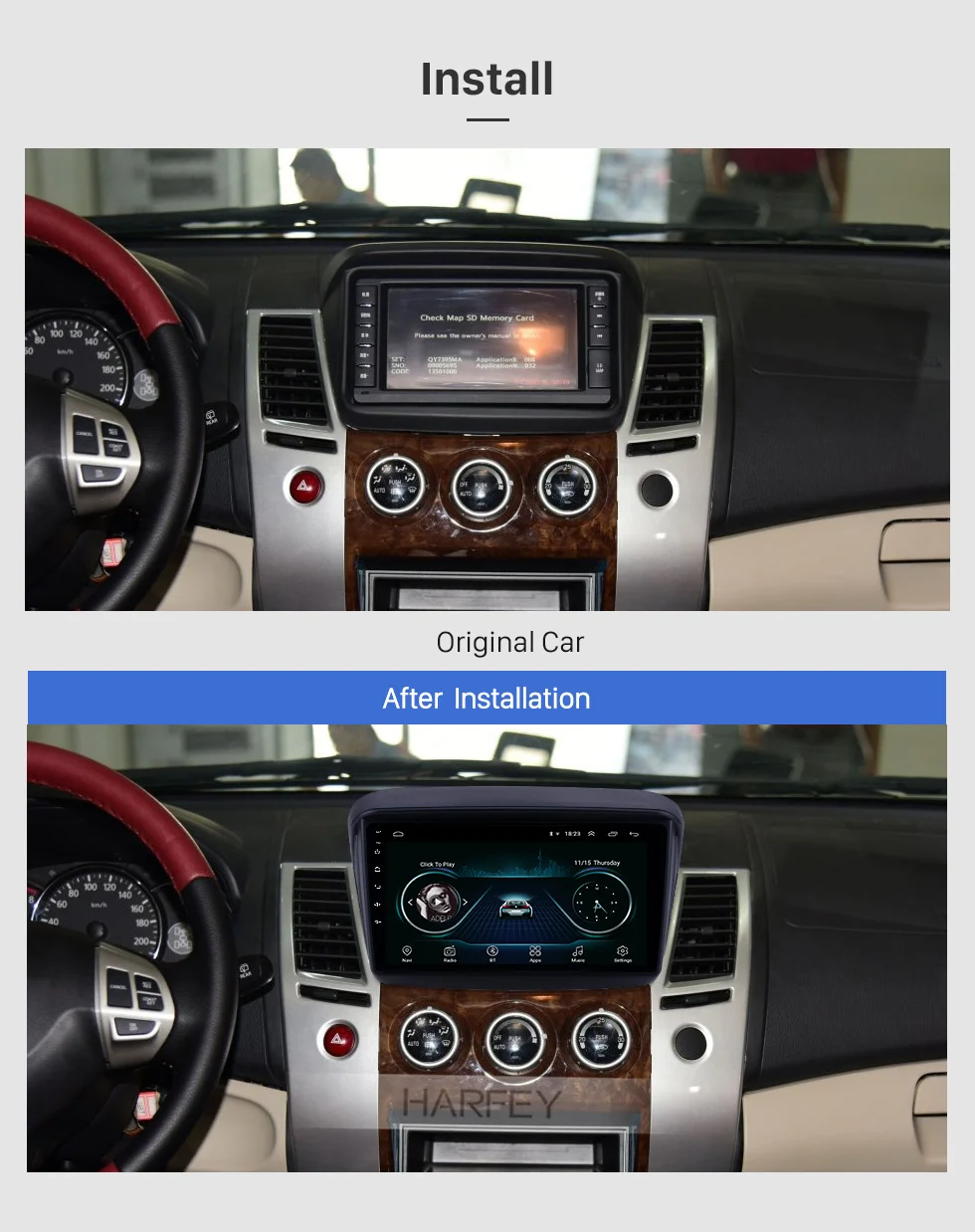 Harfey " HD сенсорный экран Android 8,1 Автомобильный gps радио для MITSUBISHI PAJERO Sport/L200/2006+ Triton/2008+ PAJERO 2010 Bluetooth SWC