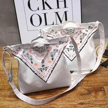 YILE хлопок холст Экологичная для шоппинга с ручкой сумка через плечо, перекрёстная ремень Печать Цветок L1128a