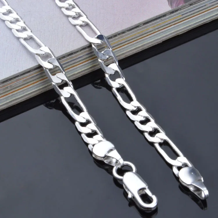 Ожерелье-PBN102/женское серебряное Фигаро Ожерелье 4 мм 16-3" модные дешевые серебряные ювелирные изделия-фианл цена продажи