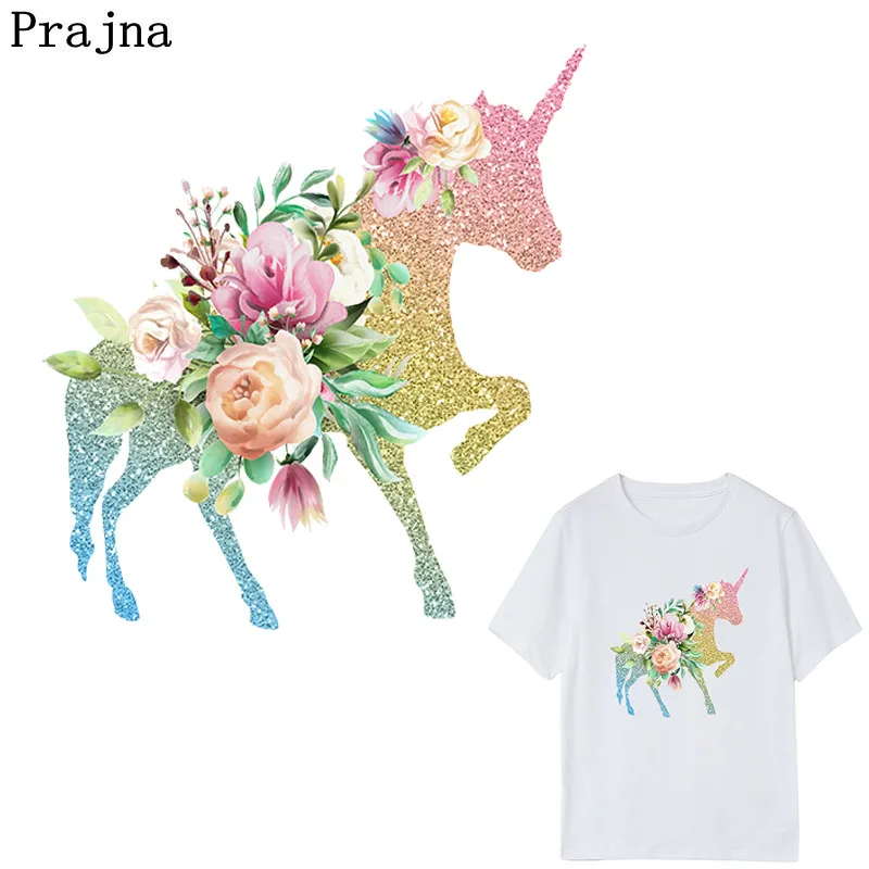 Prajna Bling Единорог цветок теплопередача пирография наклейки одежда класс-а