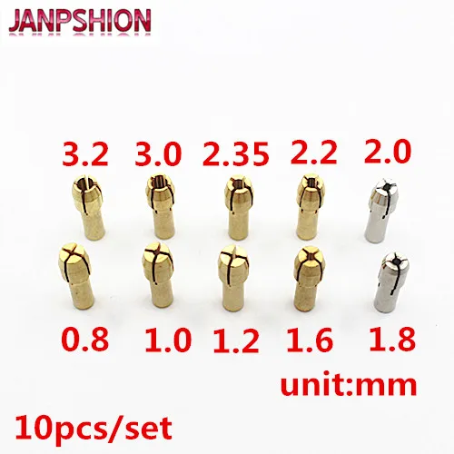 JANPSHION 10pcs Mini Drill Brass Collet Chuck 4.3mm Shank Size for
