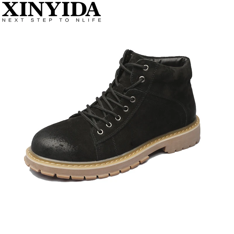 

British Vintage Genuine Leather Winter Boots Men West Boots Men's Lace-up Breathable Warm Fur Martin Boots Ankle Botas Size38-44