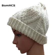 BomHCS осень зима белый цветок brimmed шапка чистая вязаная шапка ручной работы шапочки