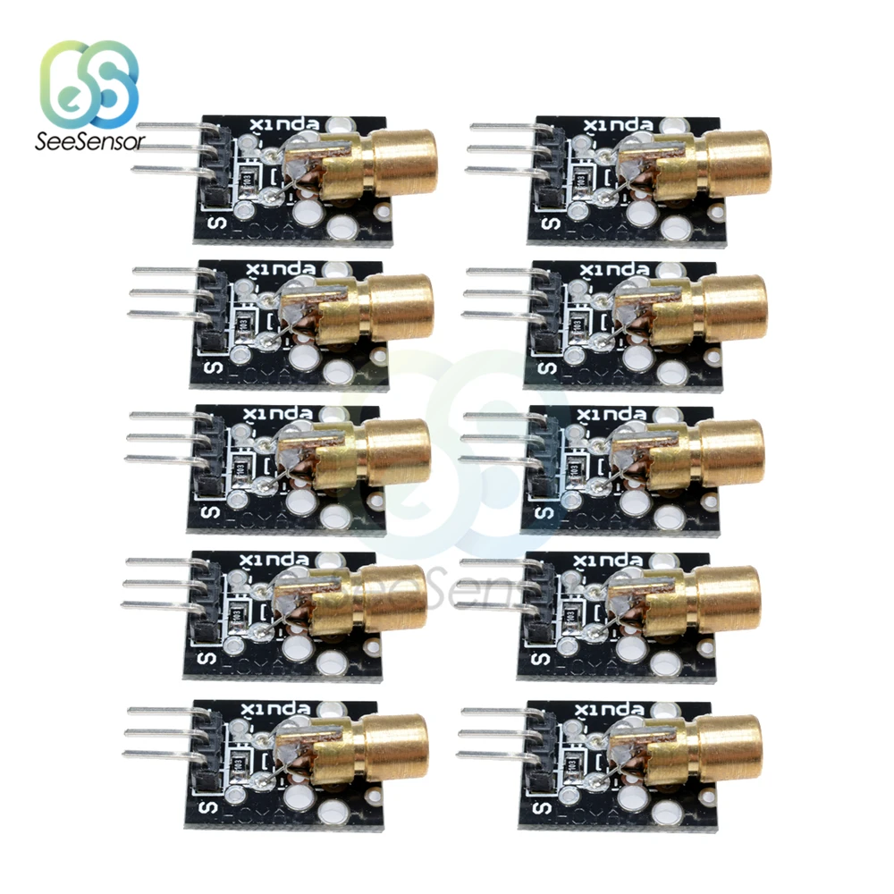 10 шт. KY-008 650 нм 6 мм 5 в лазерный модуль датчика 5 мВт красный лазерный модуль передатчика Dot диод Медная головка для Arduino