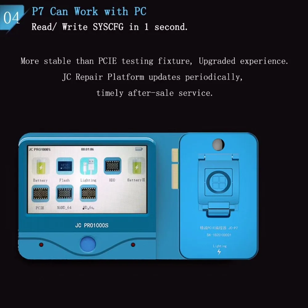 Для JC Pro1000S JC P7 PCIE NAND Программист HDD SN правом записи чтения инструмент для iPhone 7 7 плюс 6 S 6splus для iPad pro все модели