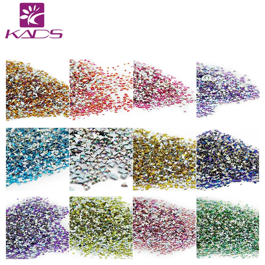 

KADS 500pcs/pack in 12 Popular Color Charms Triangle Rhinestone Decorations Nail Art Supplies For Nail Art Accessories