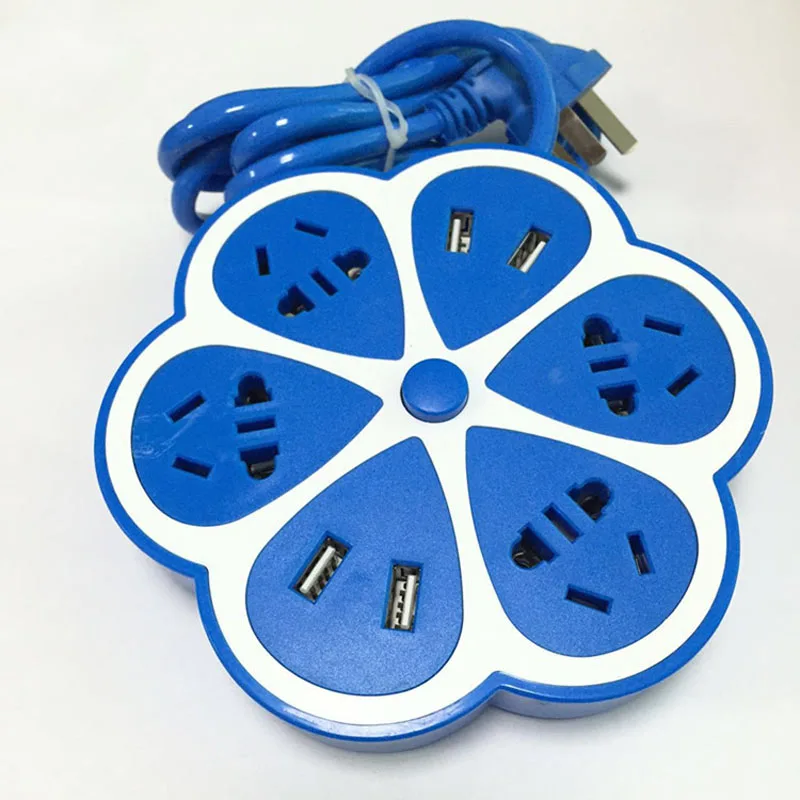 

Intelligent Petal Shape Socket USB Power Strip Socket Outlet 4 Port USB Charger 1.8M Extension Cord Socket