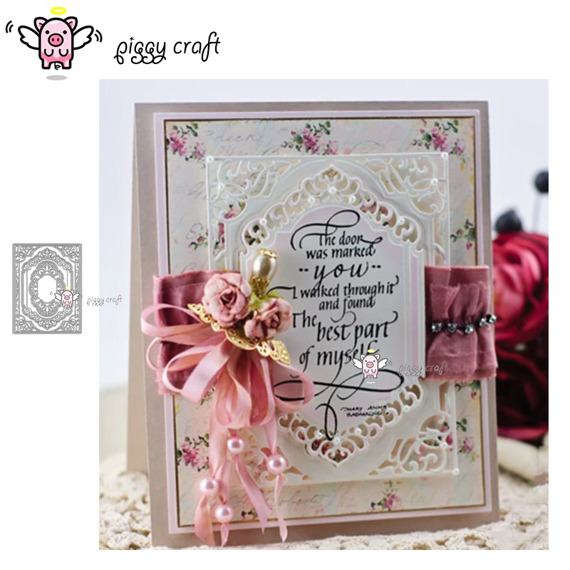 

Piggy Craft metal cutting dies cut die mold Rectangular lace frame Scrapbook paper craft knife mould blade punch stencils dies