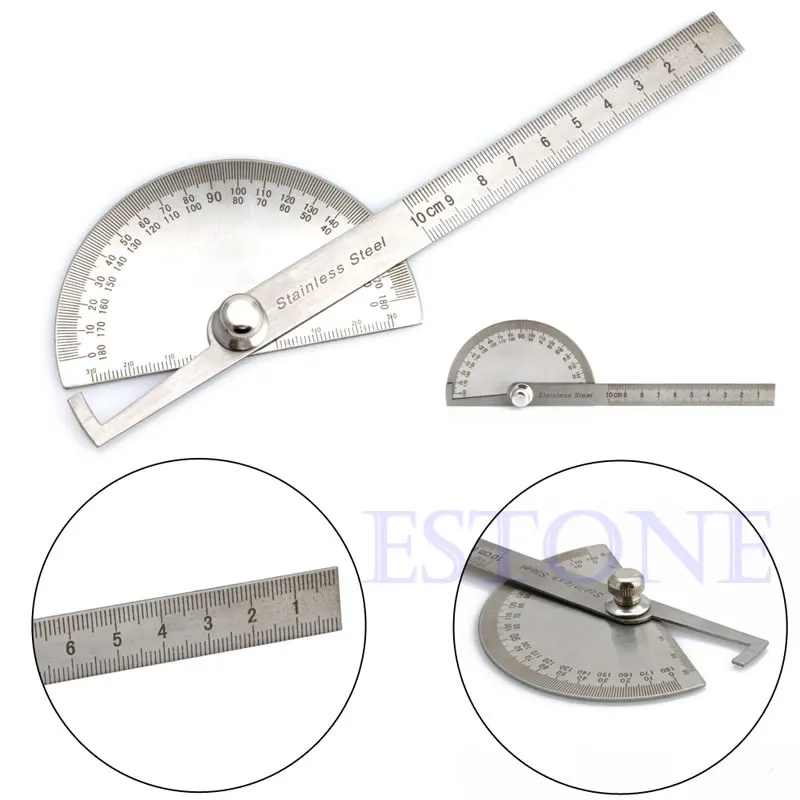 180 degree Protractor Angle Finder Arm Stainless Steel Measuring Ruler Tool