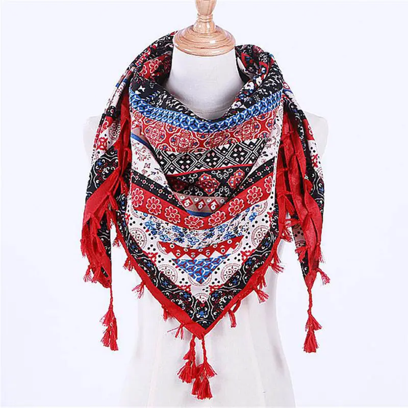 Fashion Lady Women Floral Prints Tassel Shawl Scarf Printed women's scarves handkerchief hijab scarf 40FE2715
