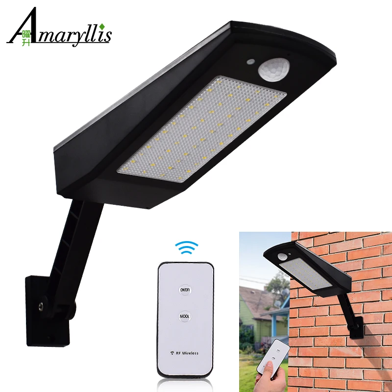 Outdoor Solar Lights 48 Leds 900lm Motion Sensor Commercial led Wall Light Lamp For Pathway Home