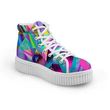 Noisydesigns/Женская обувь на плоской платформе смешанные цвета геометрический принт криперы женские ботильоны увеличивающие рост туфли без каблуков