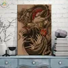 Affiche murale moderne avec cadre imprimé, peinture sur toile avec flammes pour tatouage de Dragon chinois ► Photo 3/6