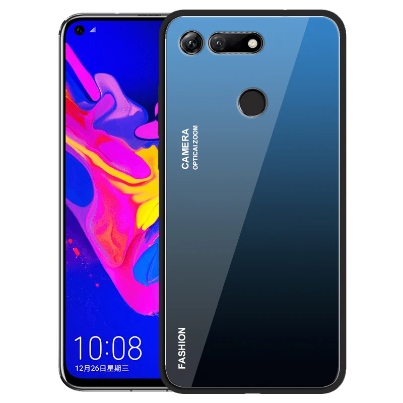 Модные прозрачные градиент Цвет закаленное Стекло чехол для Huawei Honor 8X10 Lite V20 6X V10 9N