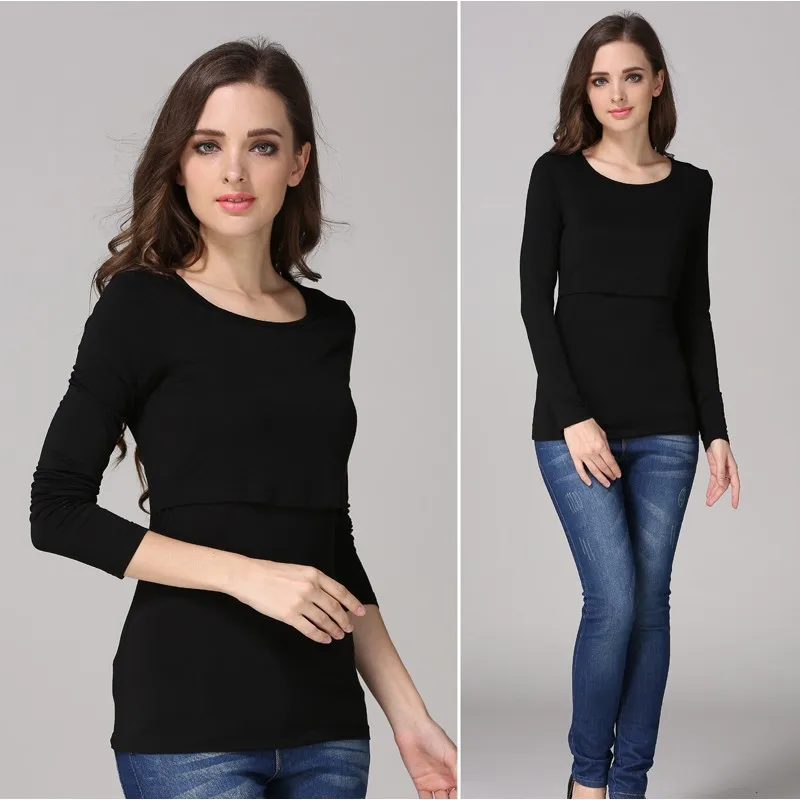 Materno para Mulheres Alto de Maternidade Emoção Mães Gravidez Maternidade Roupas Outono Manga Longa Tops Aleitamento Grávidas Enfermagem T-shirt 3 Cheap breast feeding tops