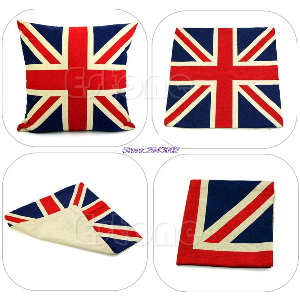 

2017 New Square 16" Linen Cotton Blend Union Jack US Flag Pillow Cases Cushion Covers Pillowcovers APR18_40