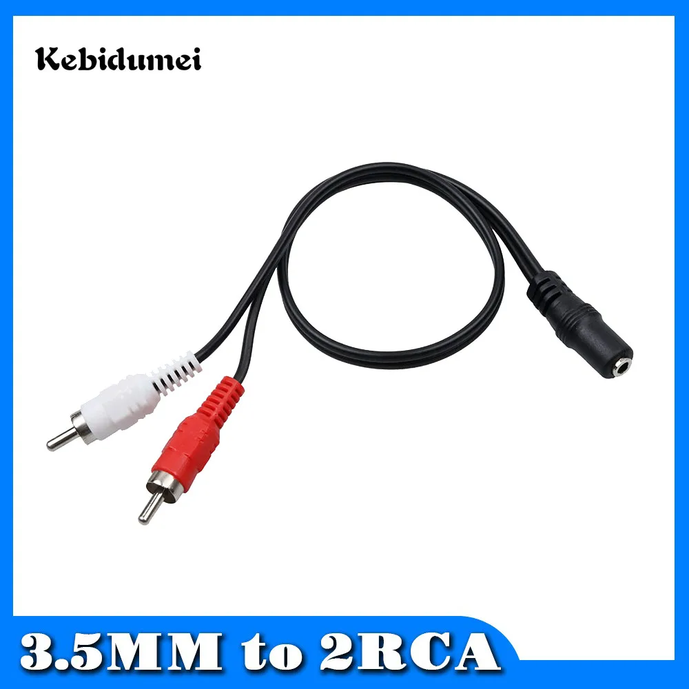 

kebidumei High transfer Speed 3.5mm Stereo Audio Female Jack to 2 RCA Male Socket to Headphone RCA Y Adapter Cable