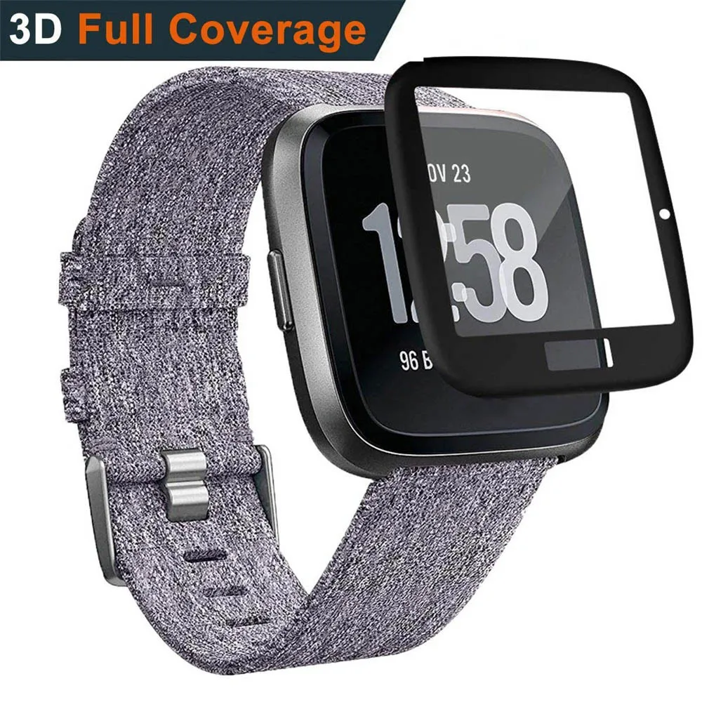 Полное покрытие Закаленное стекло Защитная крышка для Fitbit Versa Lite часы