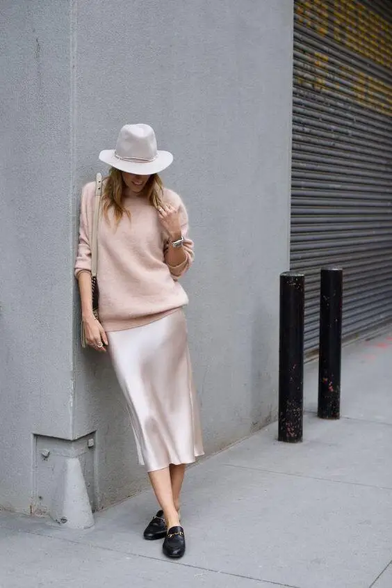 Silk skirt street style Clearance