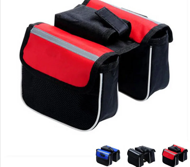 

Bike Bicycle Frame Pannier Cycling Front Tube Frame Bag Waterproof 2 Colors Double bags With Phone Holder Bicycle Accessories