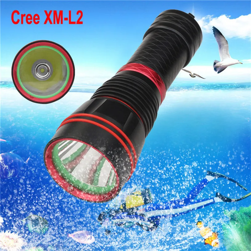 

New 5 Modes XM-L2 LED Scuba Diving Underwater 100M Flashlight Zoom Torch Waterproof Bike Cycling Accessories Top Quality Jane 27