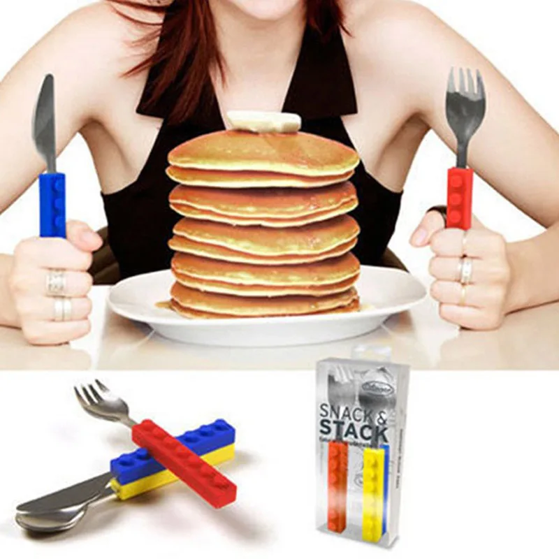 3 pcs/pack Baby Tableware Dinnerware Sets Stainless Steel Cutlery Set