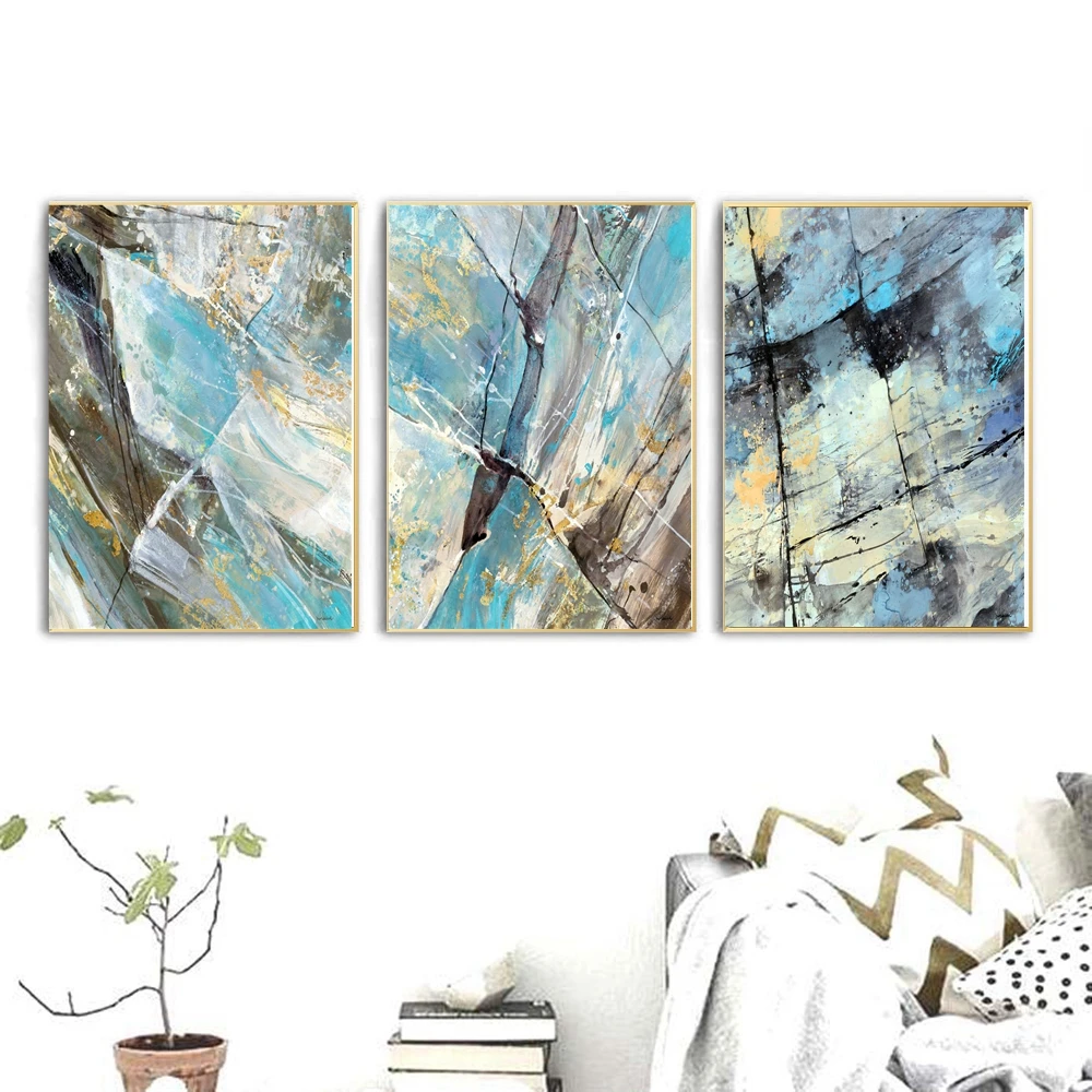 Aliexpress.com : Buy Blue Abstract Canvas Prints 3 Panels Artwork Wall