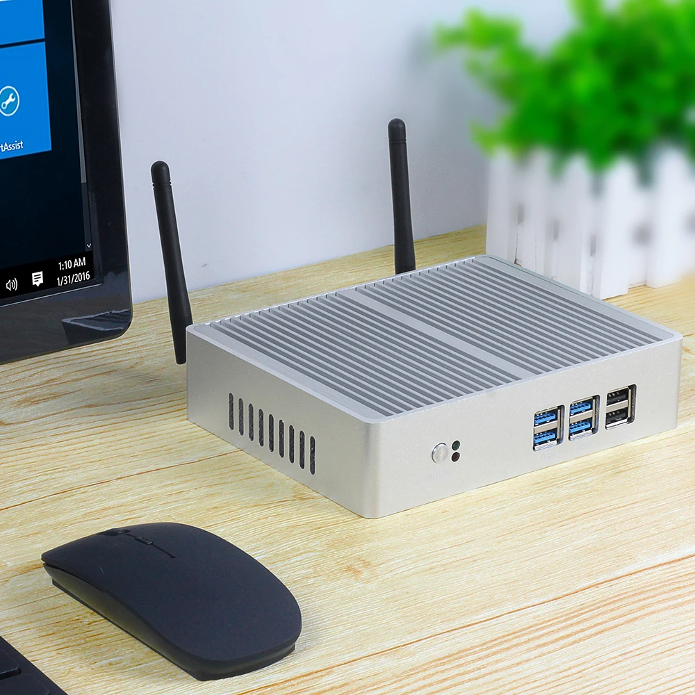 XCY Fanless Mini PC Intel Core i7 4500U i5 5300U 300M WiFi Gigabit Ethernet 8x USB VGA HDMI Display Windows 10 Linux HTPC