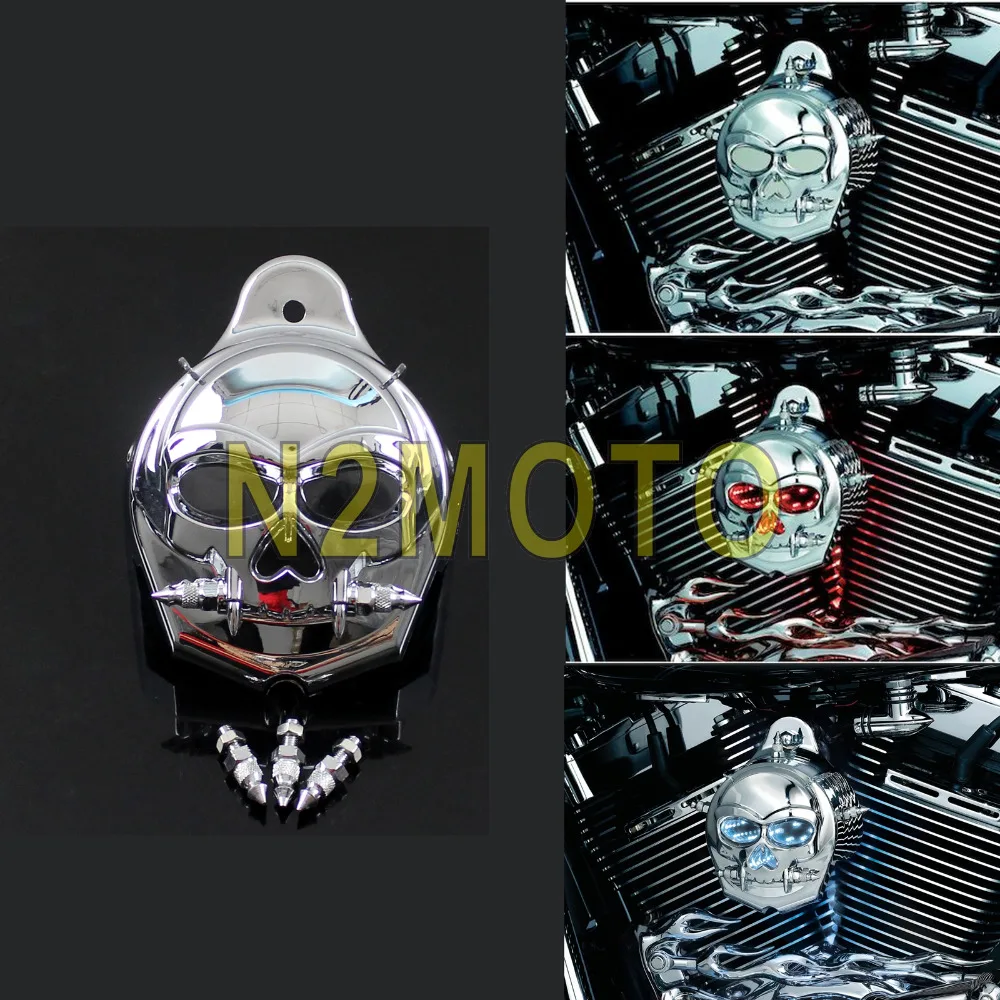 Motorcycle Chrome Zombie Horn Cover Skull Cowbell Horn Guard for Harley
