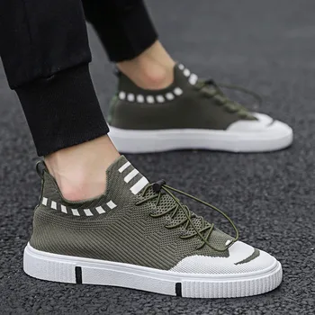 

2019 Fashion Men Shoes and Casual Shoes Flyweather Comfortable Breathable Non-leather Lightweight Shoes Running Sneakers Shoes