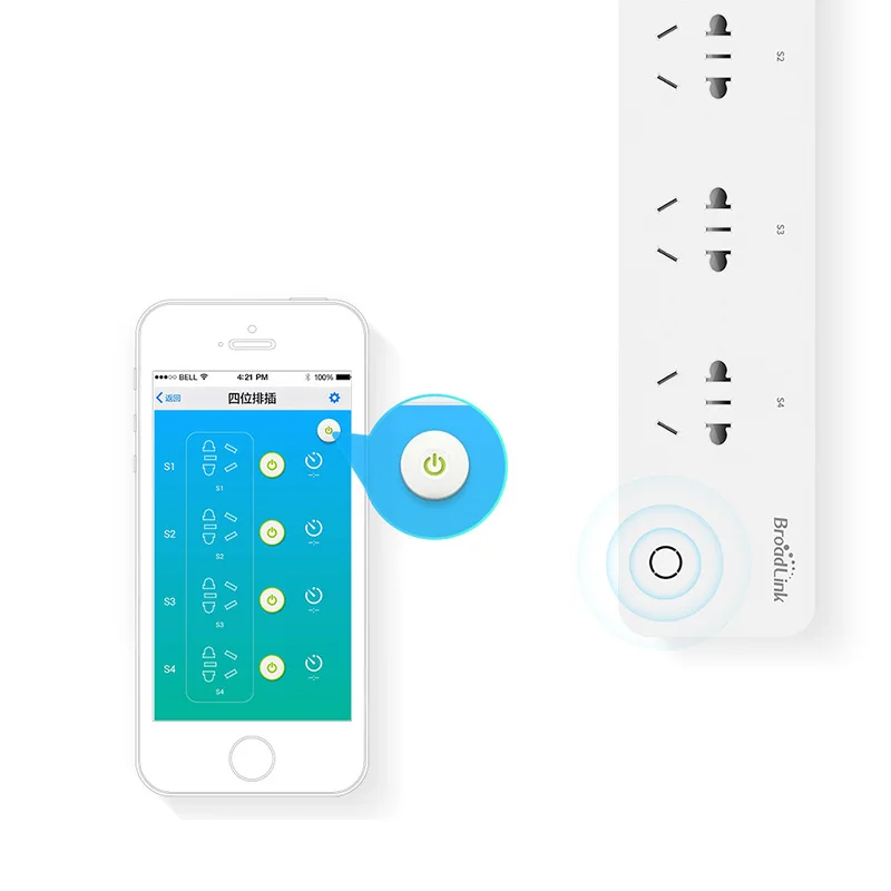 Умная розетка BroadLink MP1 с раздельным управлением Wi Fi 4 выхода для