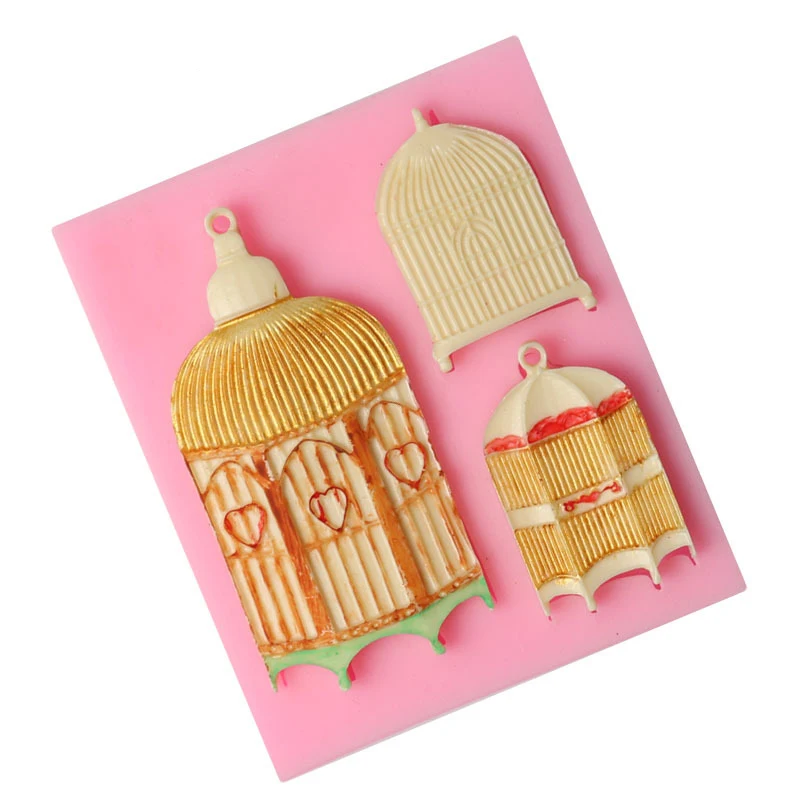 

Free shipping birdcage cooking tool decoration Silicone mold baking Fondant Sugar Craft Molds DIY Cake fimo