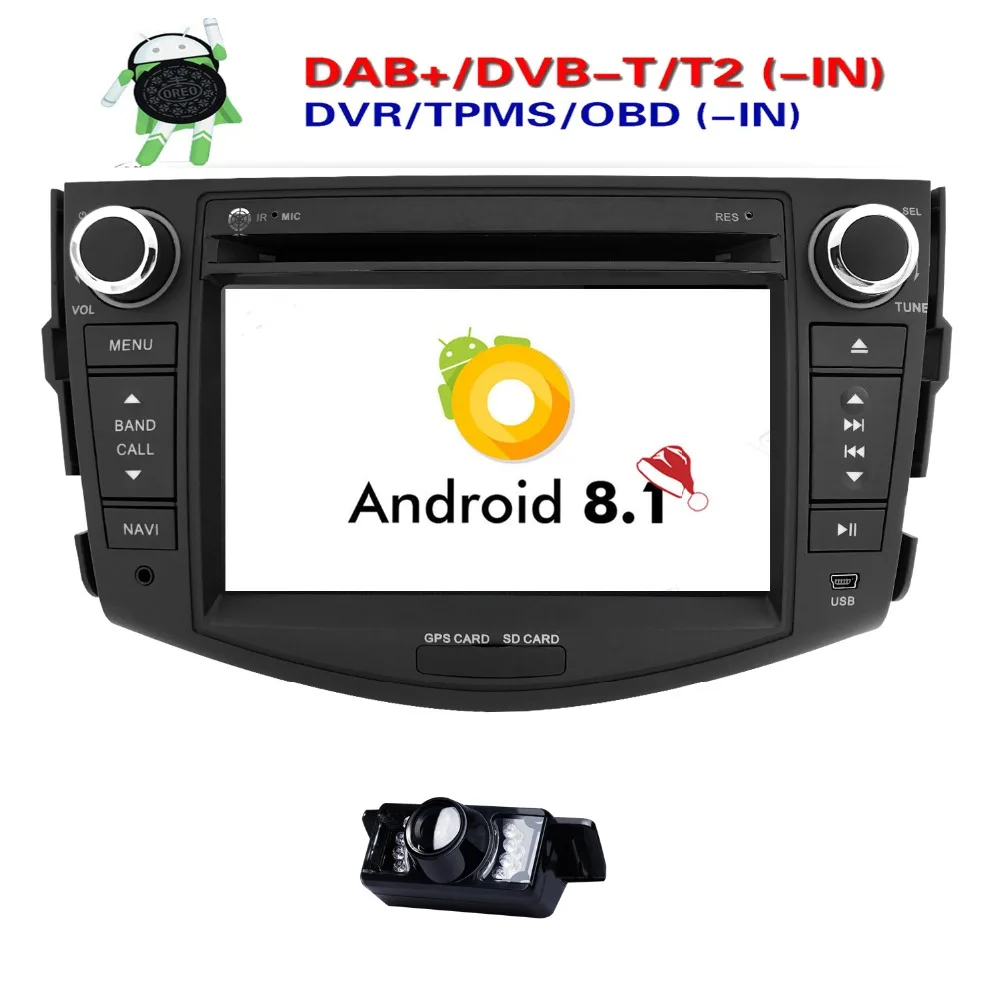 

Quad-Core Android 8.1 Car DVD Player For Toyota RAV4 2006-2012 GPS Navigation Stereo Radio Bluetooth WIFI OBD2+Free Camera