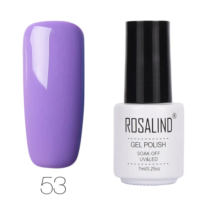 ROSALIND 7ML Gel Varnish Hybrid Nails Art Vernis Semi Перманентный гель для ногтей для ногтей для маникюра Замачивание верхнего базового белого геля - Цвет: 53