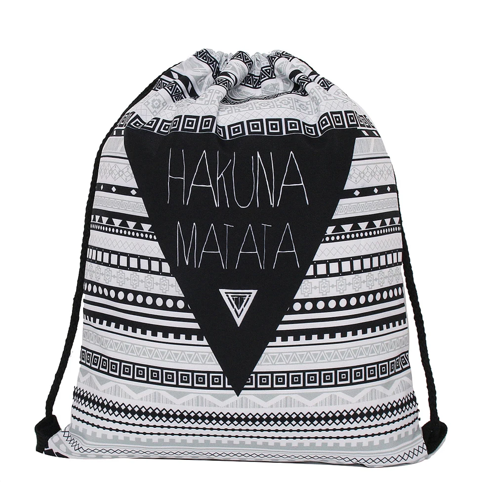 GABWE Hakuna Aztec винтажные 3D стринги с принтом сумка на шнурке сумка для женщин рюкзак сумка для подарков с завязками