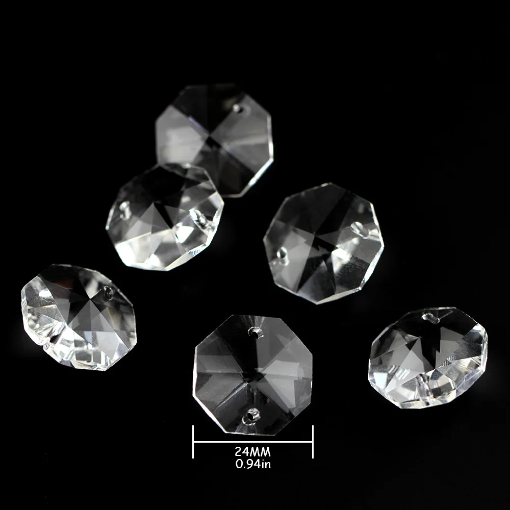 

Crystal Beads For Chandeliers 30Pcs/Lot 24mm Clear Color With Two Holes Wedding & Christmas Decor