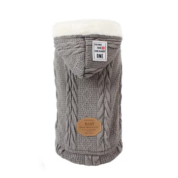 

Autumn Winter Pet Dog Clothes Warm Knitting Acrylic Hooded Sweater Dog Coat Small Medium Dogs Two-legged Cotton Padded Clothes