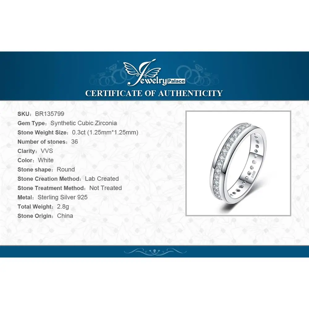 Jewelrypalace Классический Обручальное кольцо реальные 925 пробы Серебряные ювелирные изделия для Для женщин Красивые ювелирные изделия для друга на продажу