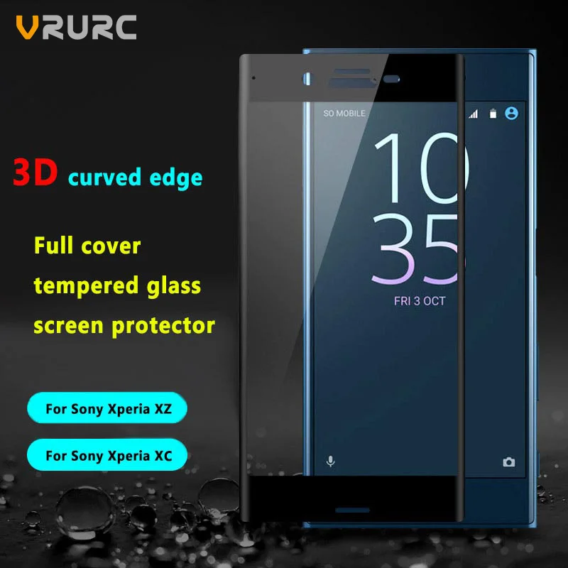 Vrurc 3D Curved edge Full Cover Tempered Glass Screen Protector For Sony Xperia XZ X Compact Protective Film XC | Мобильные телефоны