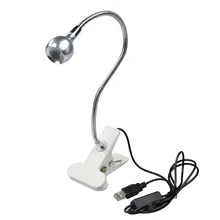 USB Flexible 3LED Light Desk Lamp with Clip for Laptop PC Computer (Silver)
