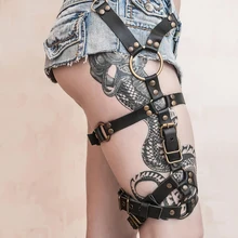 Для женщин мода чулок подвязка для связывания кожа Ремни с металлическим кольцом заклепки дизайн ремни для ног эротический пояс для дам аксессуары