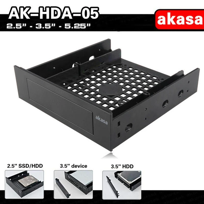 

Akasa 3.5'' Internal Device SSD HDD Mounting Adapter 3.5" HDD 2.5" SSD/HDD to 5.25'' PC Drive Bay