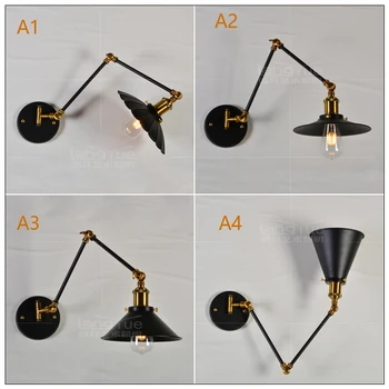 

Retro wrought iron Wall Light Loft Creative retractable Cafe Restaurant Light Mirror Front Bedside Wall Lamp