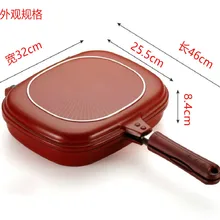 Антипригарная сковорода для блинов алюминиевая Двойная Сторона Флип Сковорода/гриль красная двойная сковородки с длинной ручкой с очень длинная ручка